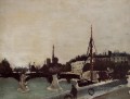 view of the ile saint louis from the quai henri iv study 1909 Henri Rousseau city